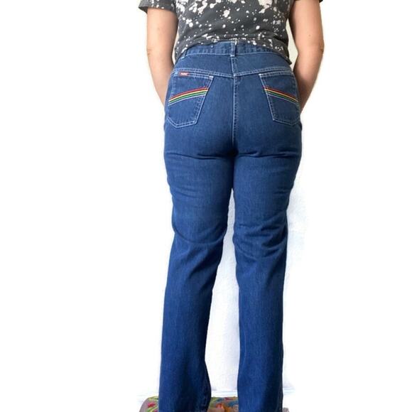 Vintage Rainbow Pocket High Rise Straight Leg Jeans Size 32 - Picture 2 of 5